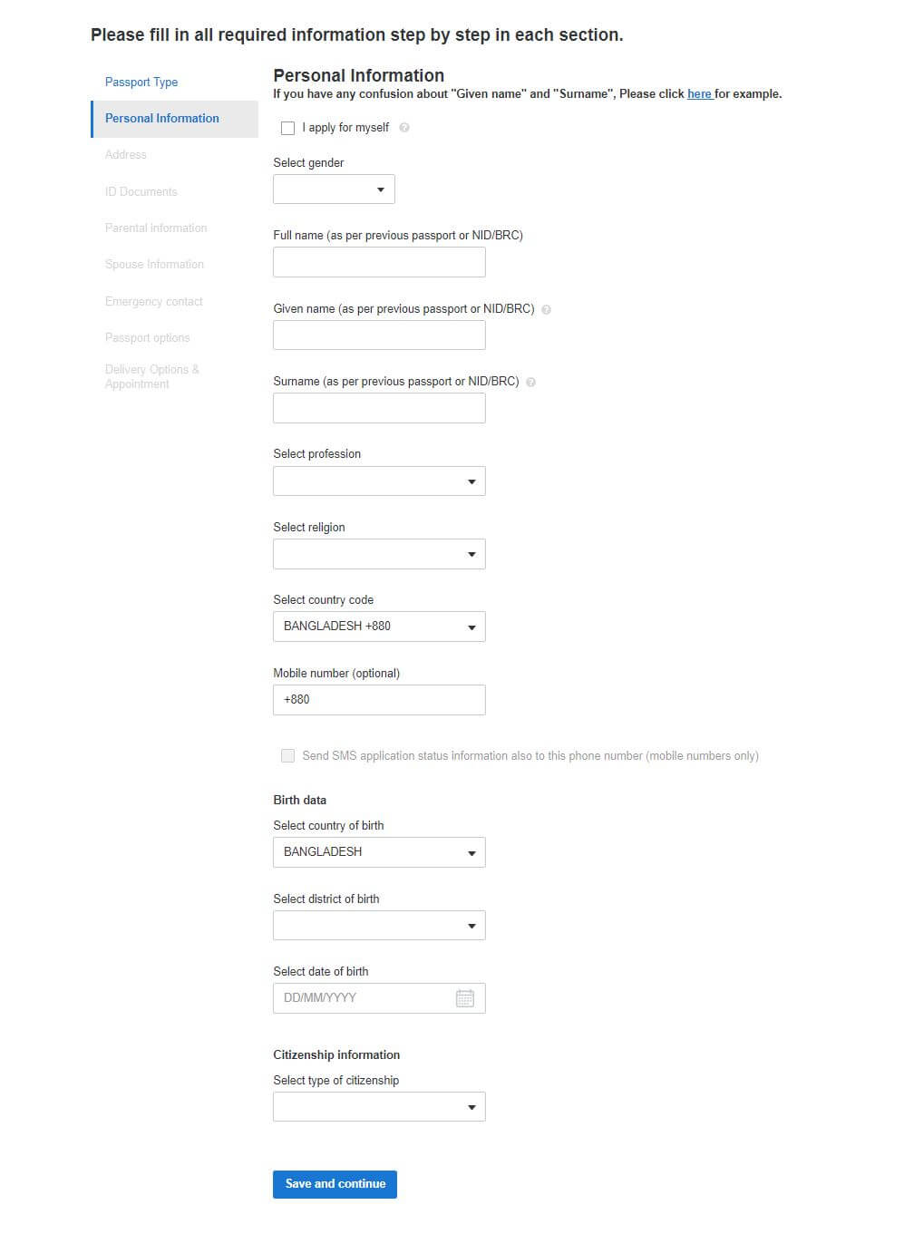 Bangladesh passport renewal application form