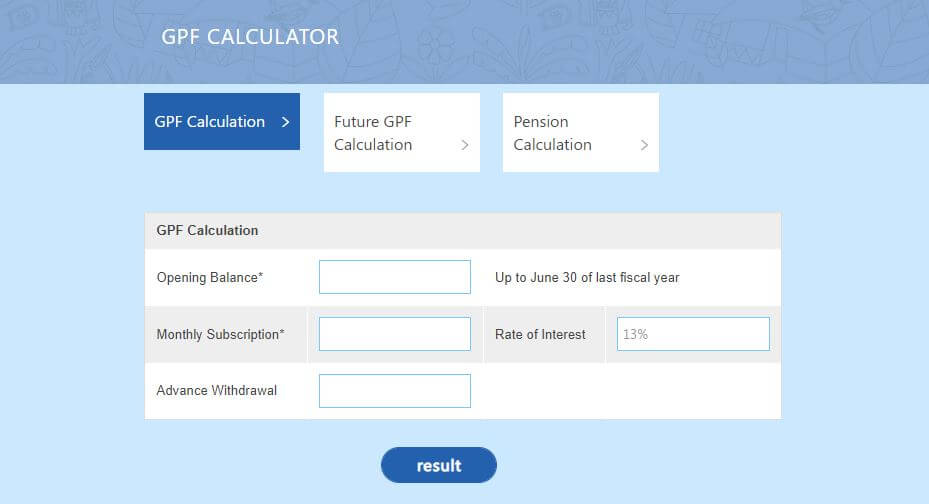 gpf calculator bd