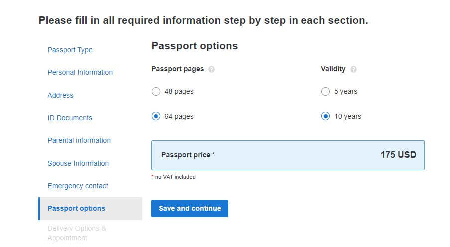 bd e passport fee usa