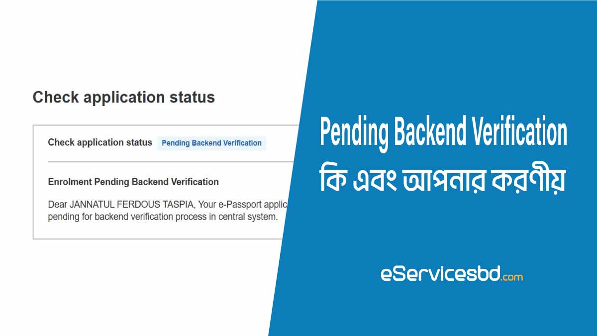 Pending backend verification মানে কি