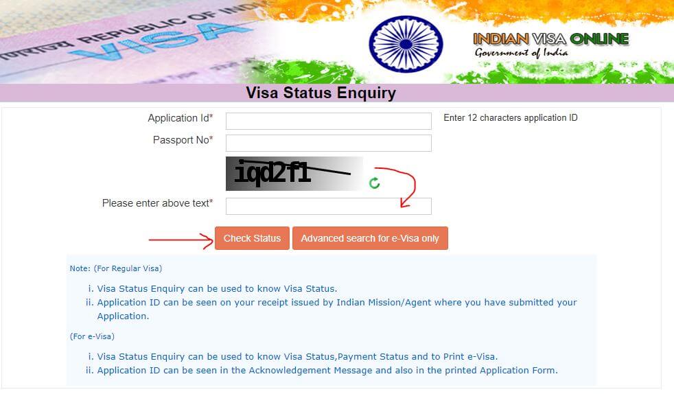 Indian Visa Status Check Online