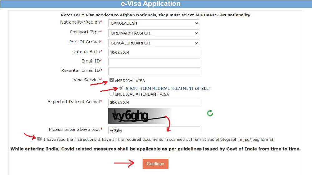 how to apply for e medical visa India